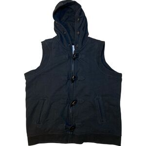 Sonoma Womens Black Full Zip Hooded Sweater Vest Size 1X - Fleece Lined, Pockets